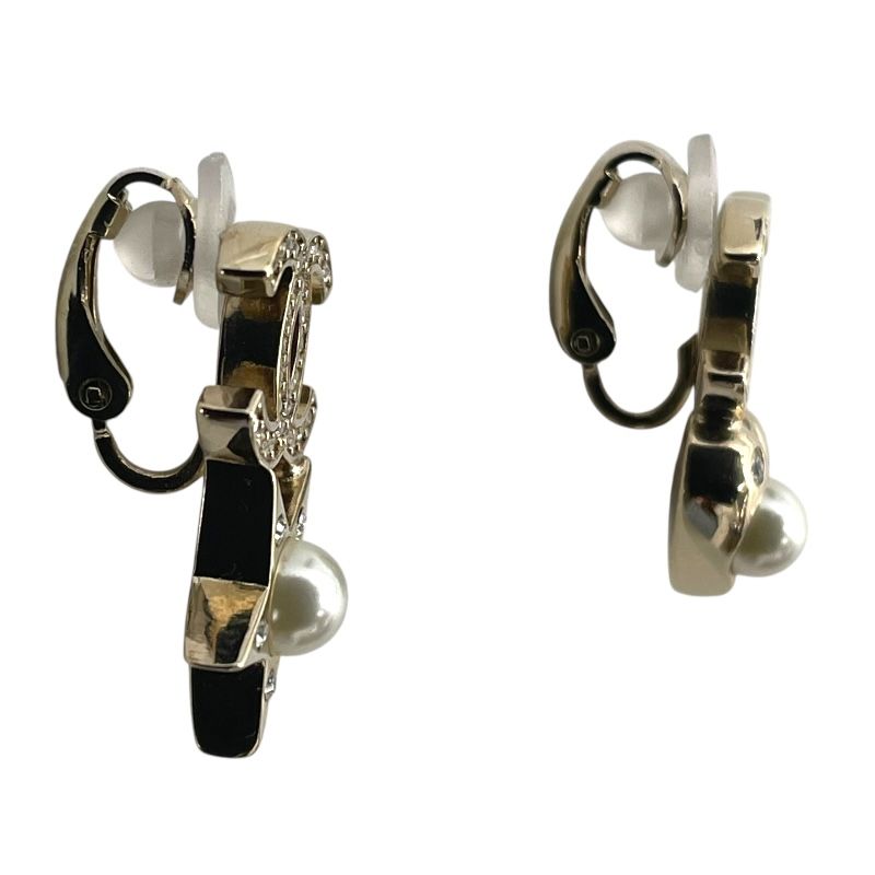 CHANEL Coco Mark Silver GP & Faux Pearl Earrings - Timeless Elegance