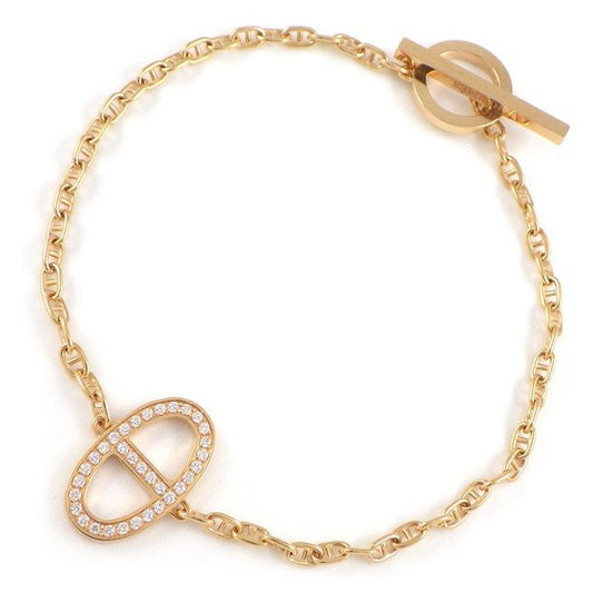 HERMES Chaine d'Ancre Contour Bracelet with Diamonds in K18 Pink Gold
