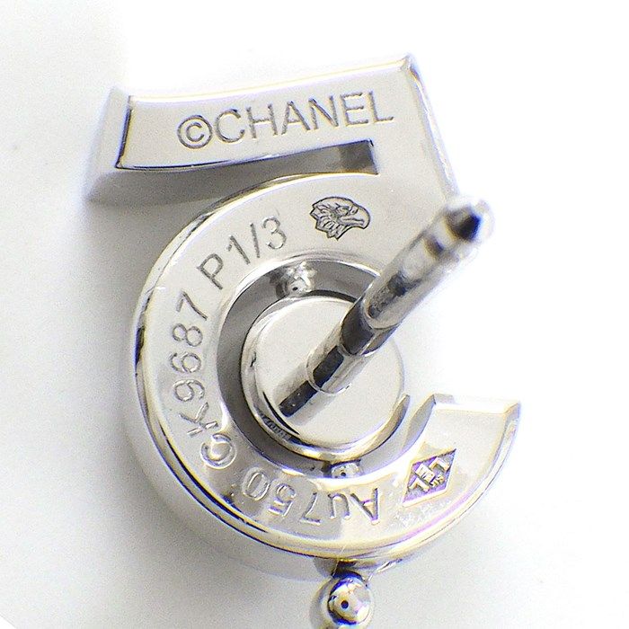 CHANEL Eternal No.5 Diamond Drop Earrings in K18 White Gold