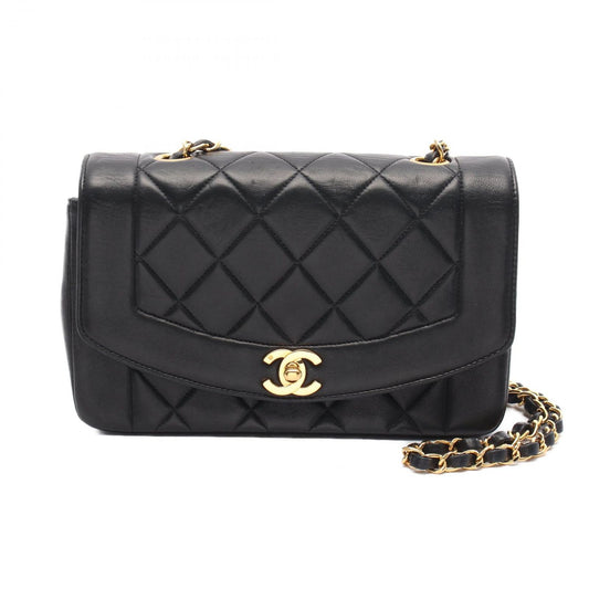 CHANEL Matelassé Diana Flap Shoulder Bag in Black Lambskin