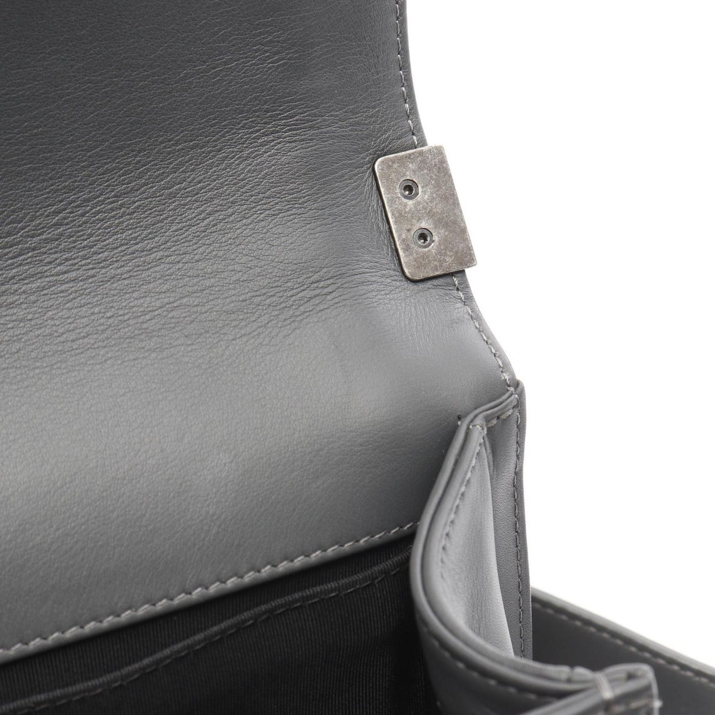 CHANEL Boy Chanel Shoulder Bag A67086 in Gray Fabric & Leather