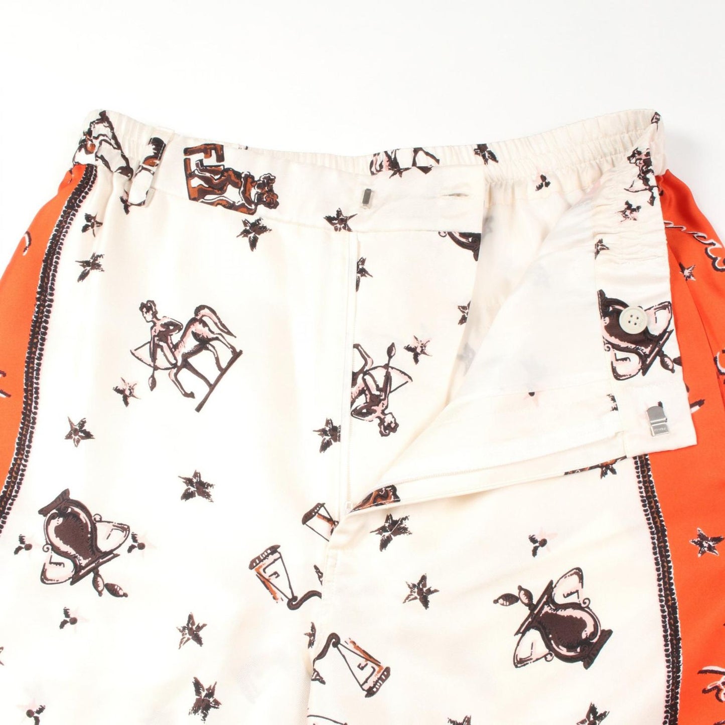 Fendi Astrology Silk Pants - Exquisite White/Orange Design