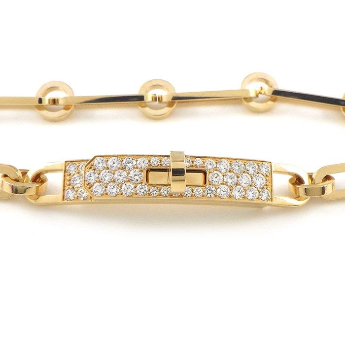 HERMES Kelly Clasp Motif Diamond Bracelet in K18YG
