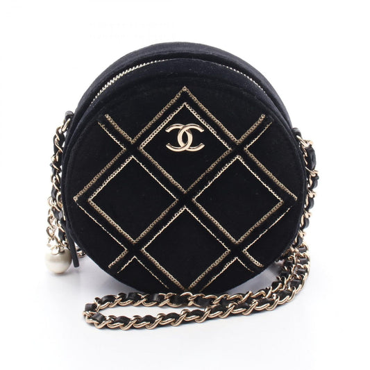 CHANEL Matelassé Round Mini Shoulder Bag - Black Fabric