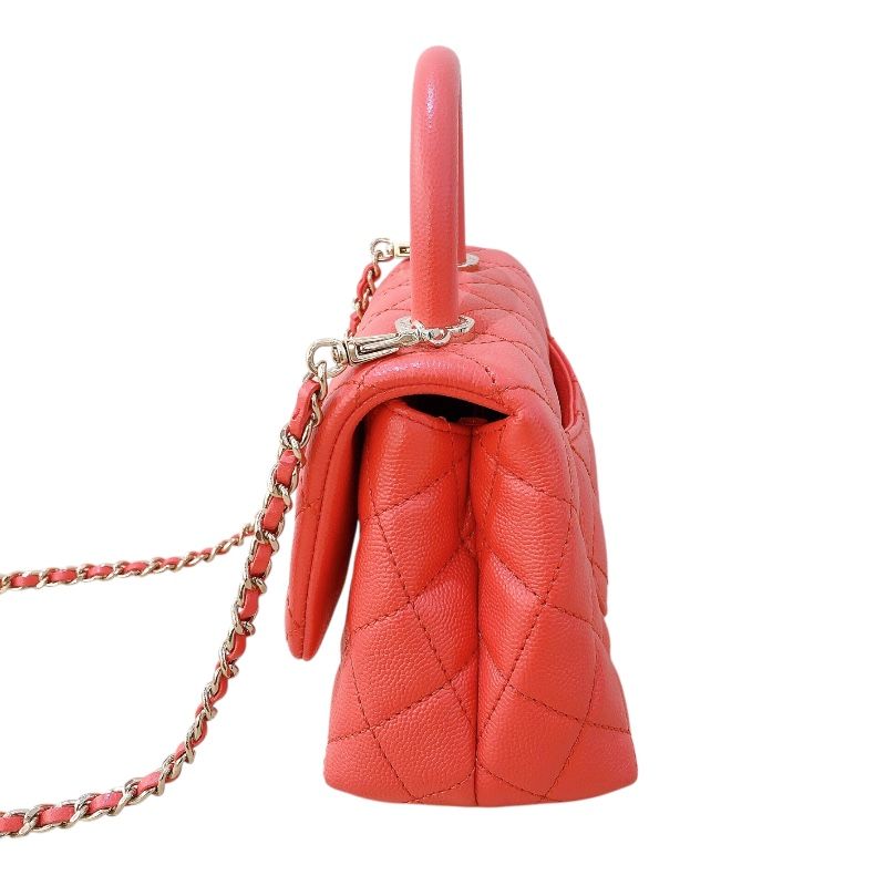 CHANEL Coco Handle XXS AS2215 Orange Caviar Leather Shoulder Bag