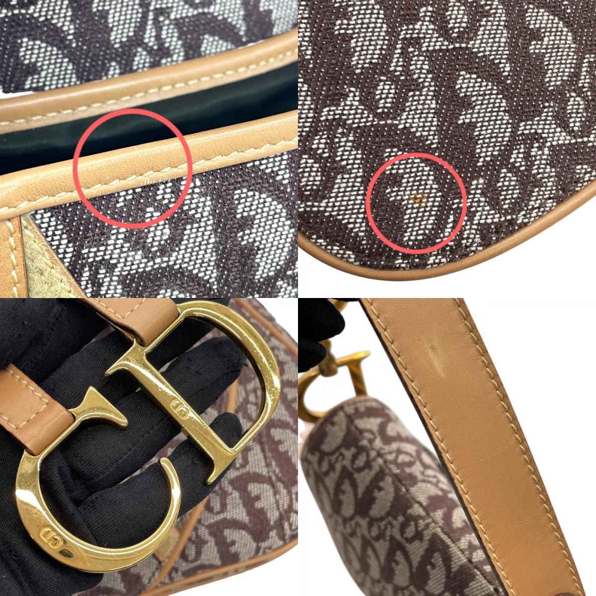 Christian Dior Trotteur Double Saddle Bag in Brown Jacquard