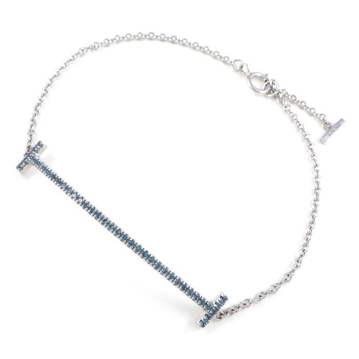 Tiffany & Co. T Smile Bracelet with Blue Topaz in K18 White Gold