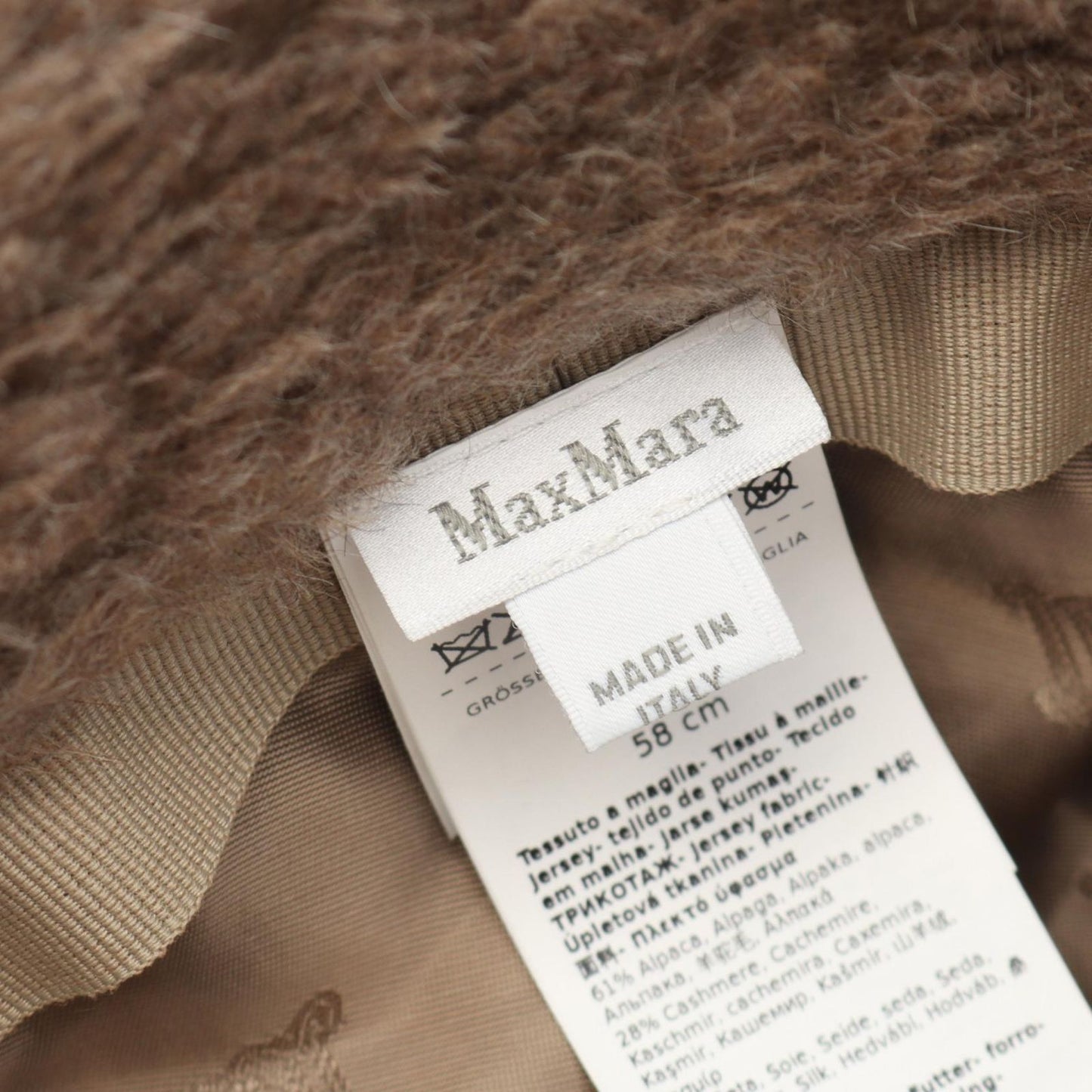 MAX MARA FIGURA1 Teddy Bear Silk Hat in Gray-Brown