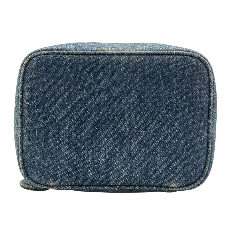CHANEL Vanity A01618 Blue Denim Handbag with Gold Hardware