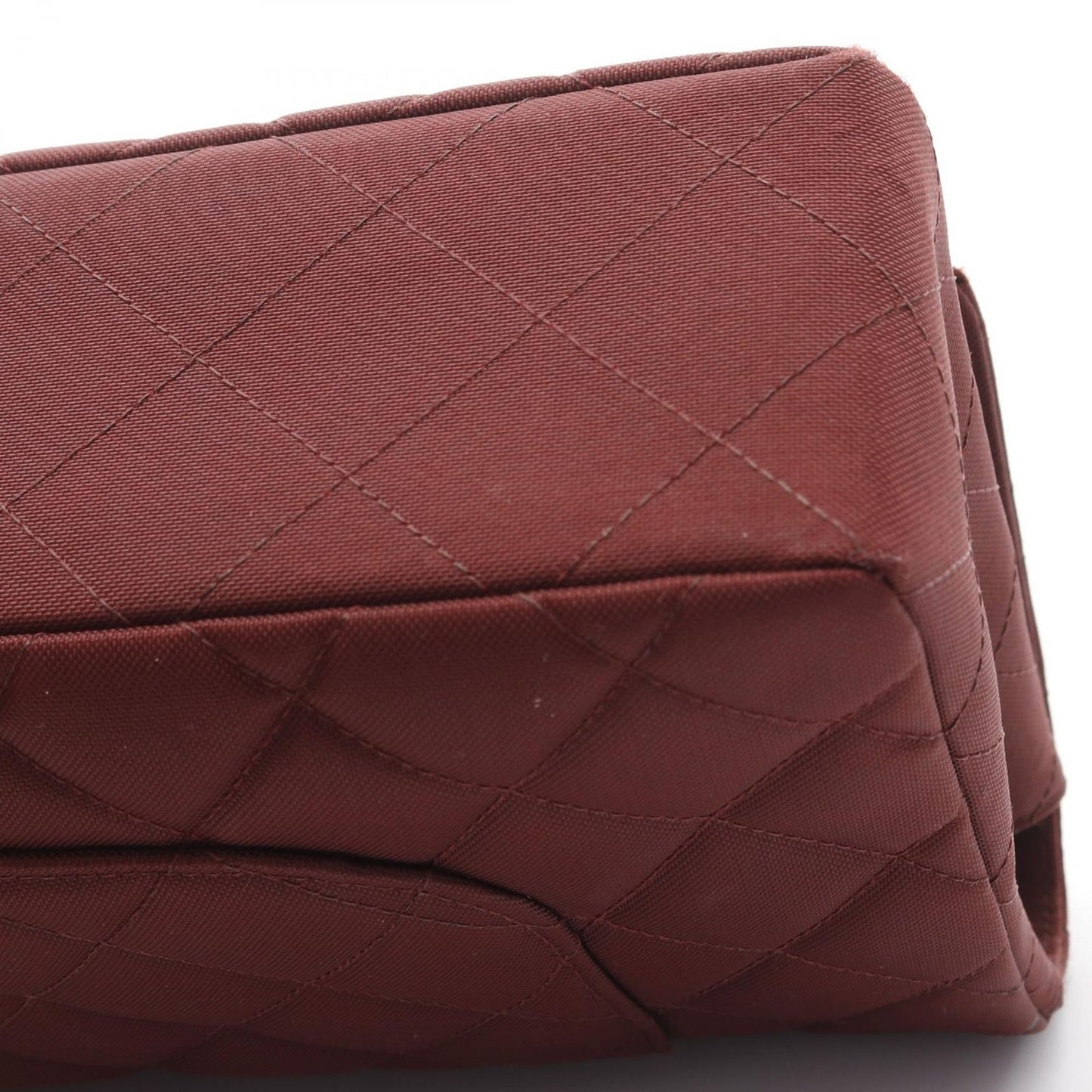 CHANEL Matelassé Single Flap Shoulder Bag in Bordeaux Nylon