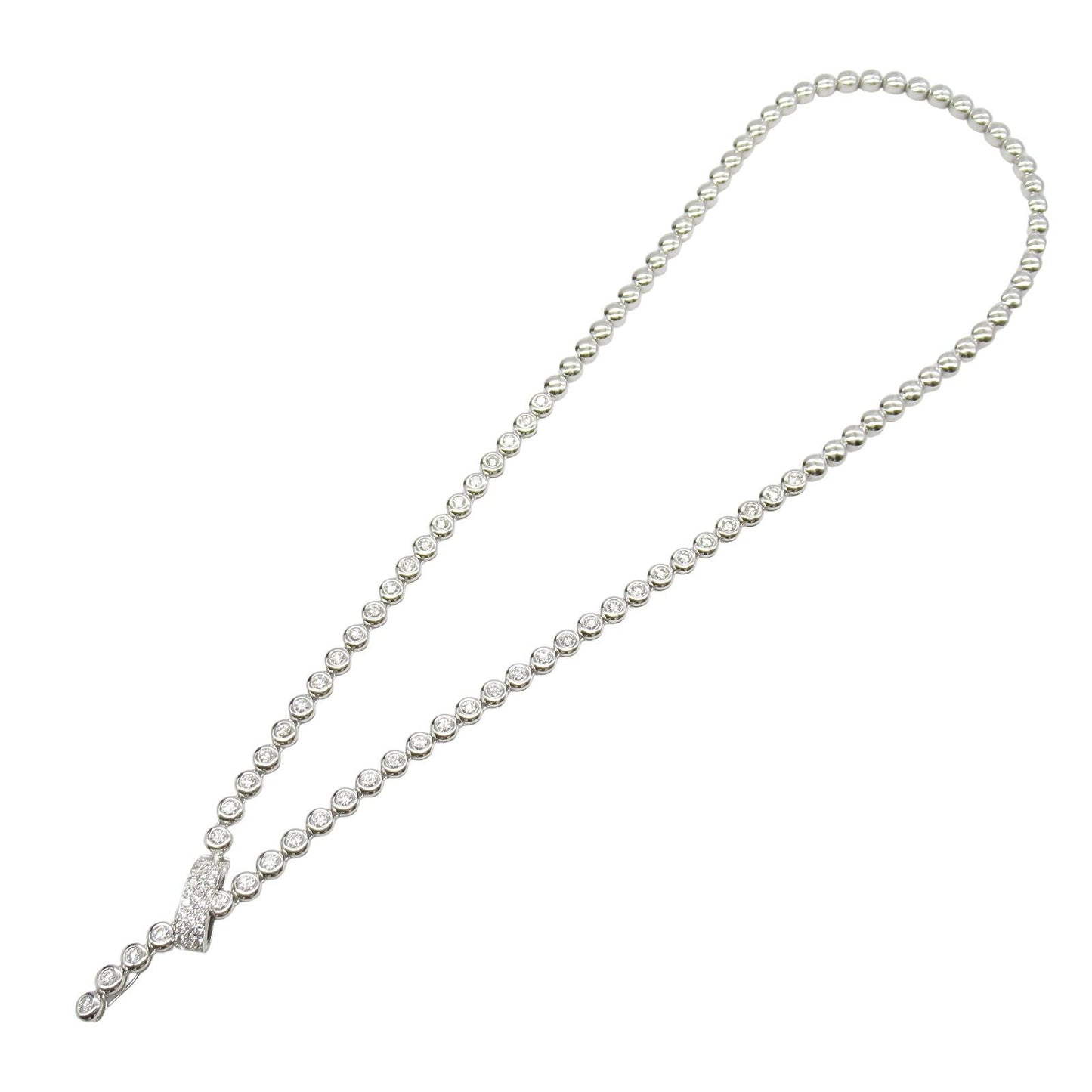 Exquisite K18WG Diamond Necklace - 22.6g, 43cm Length