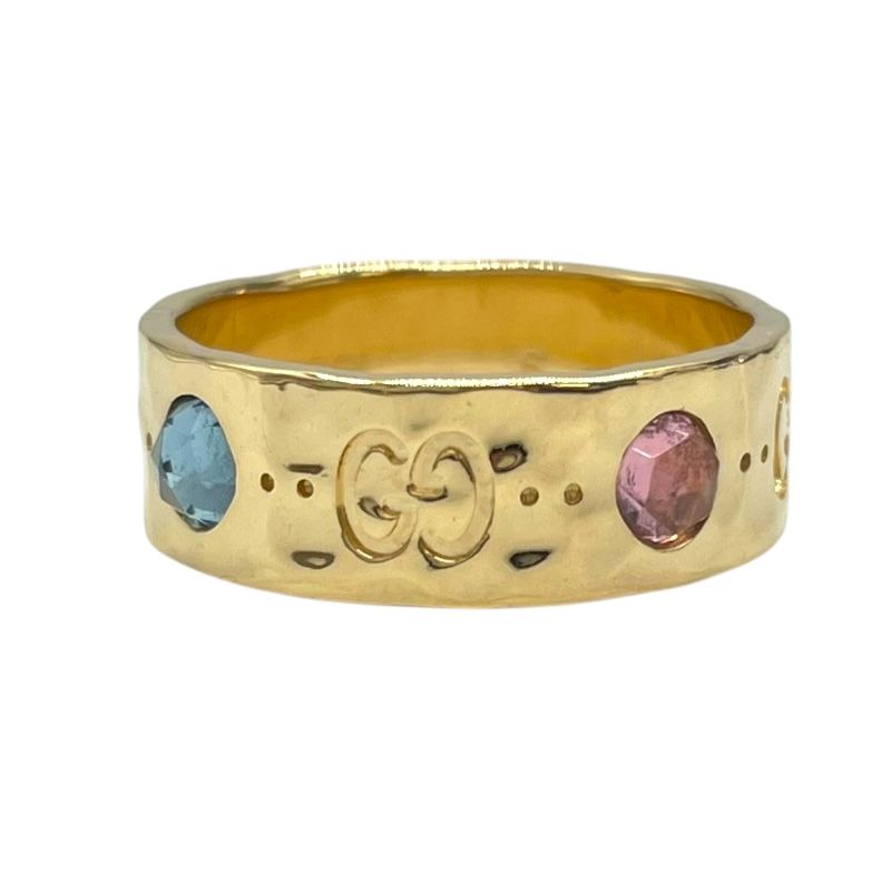 GUCCI Icon Ring with Multicolored Stones - Au750 Gold