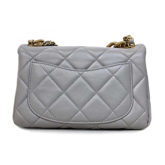 Chanel Métiers d'Art Mini Handle Chain Bag in Grey Lambskin