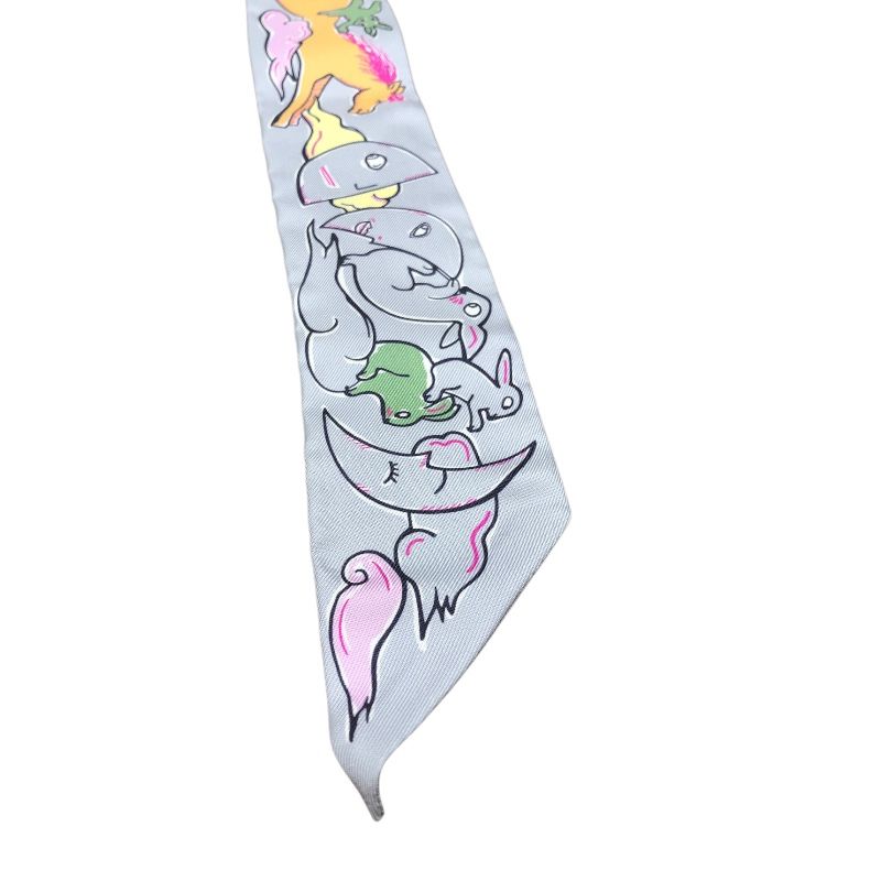 HERMES Multicolor Silk Twilly Scarf - Exquisite Luxury Accessory