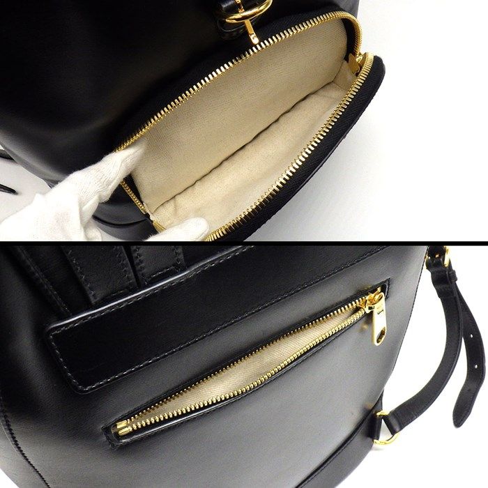 GUCCI Horsebit 1955 Backpack in Black Leather with Gold Accents