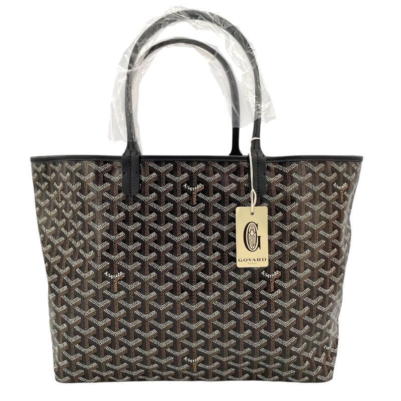 GOYARD Saint Louis PM Black Goyardine Canvas Unisex Tote Bag
