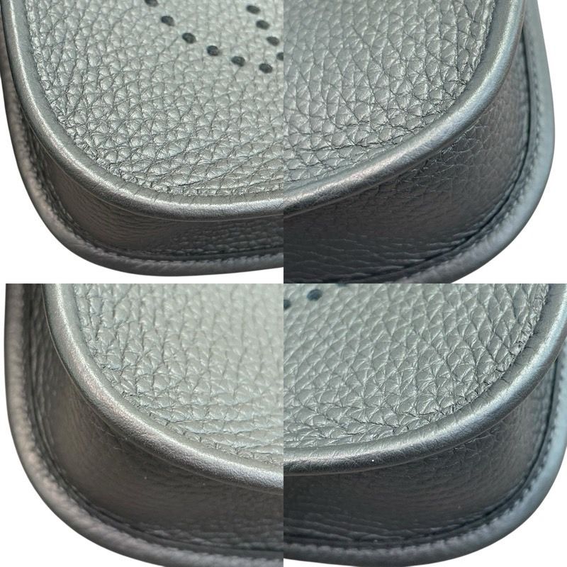 HERMES Evelyne TPM Black & Silver Togo Leather Shoulder Bag