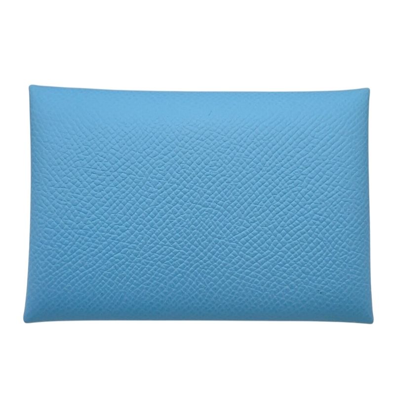 HERMES Calvi Duo Card Case in Celeste with Silver Hardware - 2023