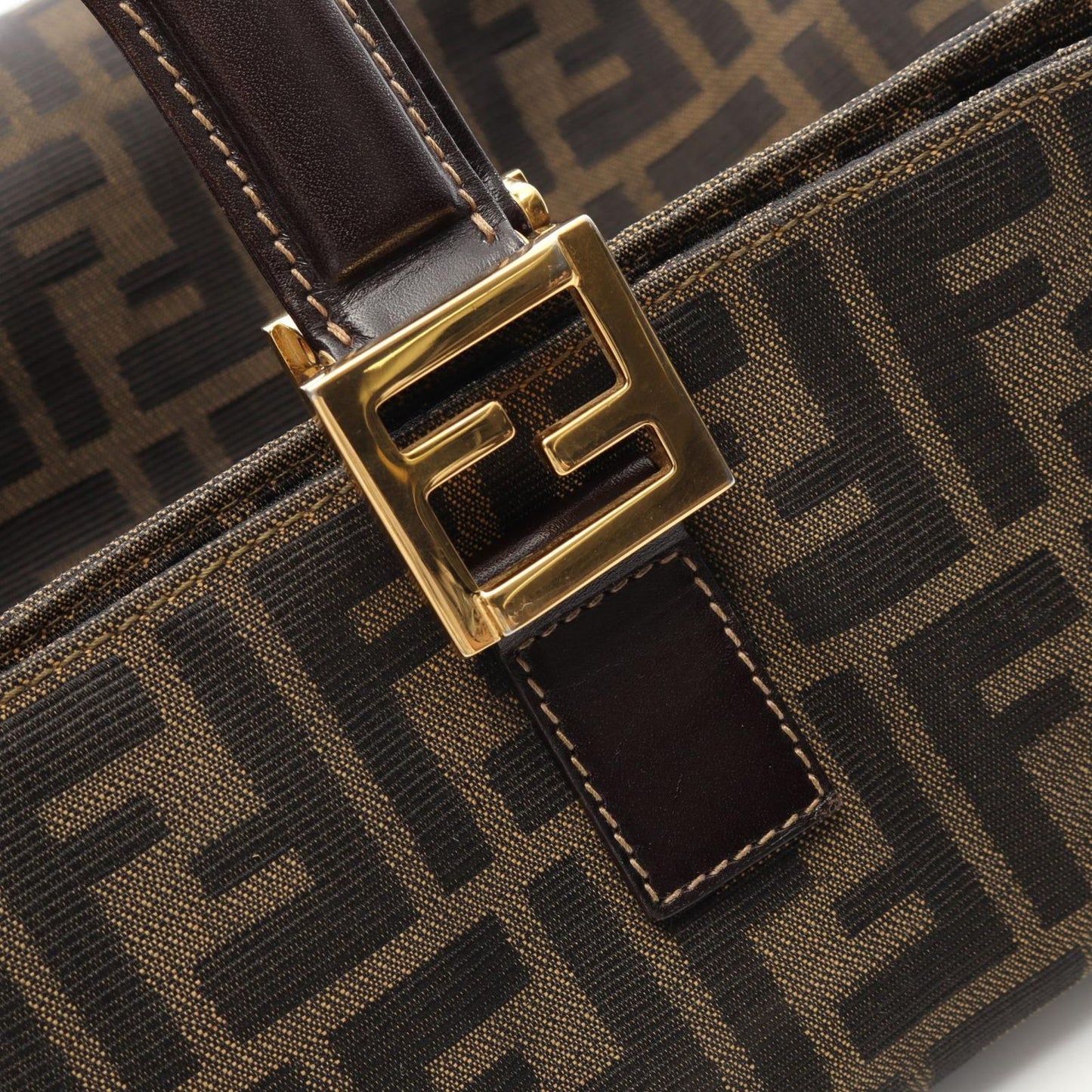 FENDI Zucca Canvas & Leather Tote Bag - Black/Khaki