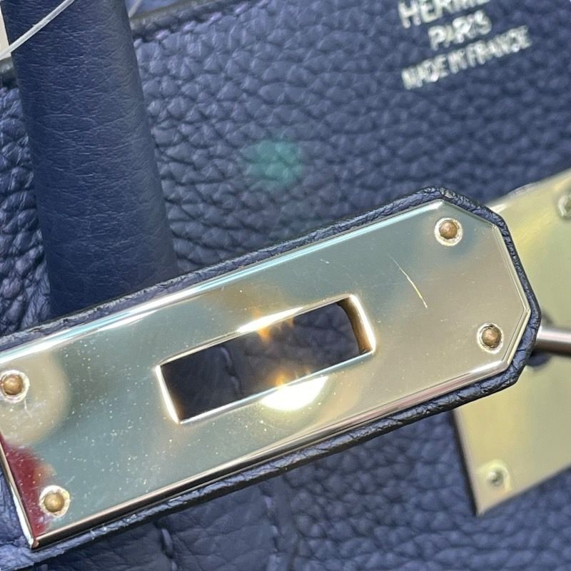 HERMES Birkin 35 Blue Navy Togo Handbag with Silver Hardware