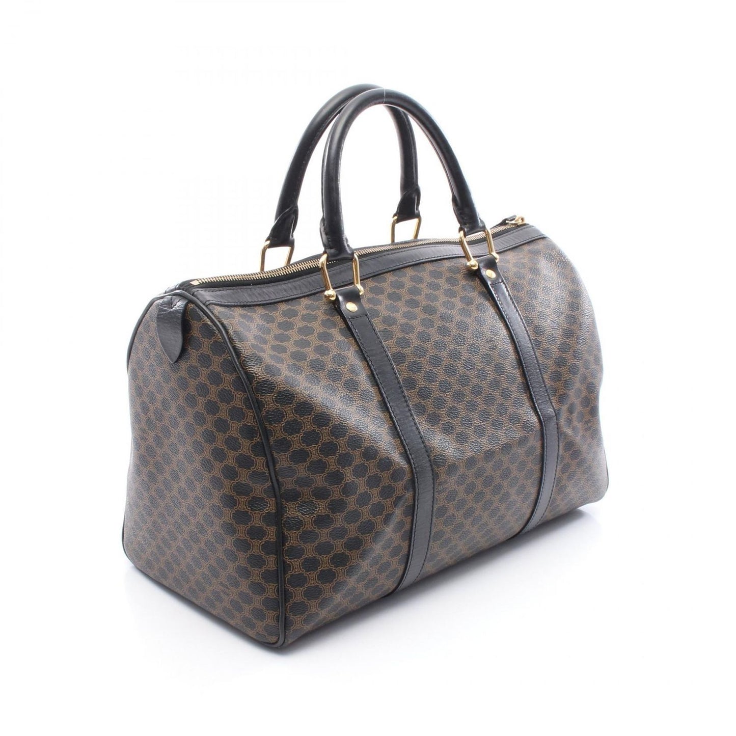 CELINE Macadam Boston Bag in Black PVC Coated Canvas