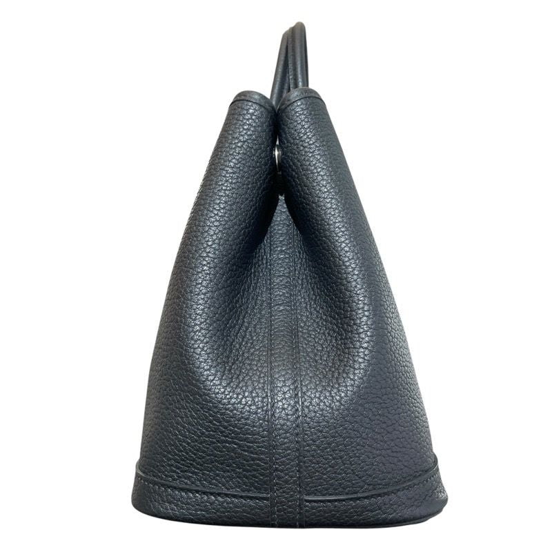 HERMES Garden Party TPM Black Negonda Tote Bag with Silver Hardware