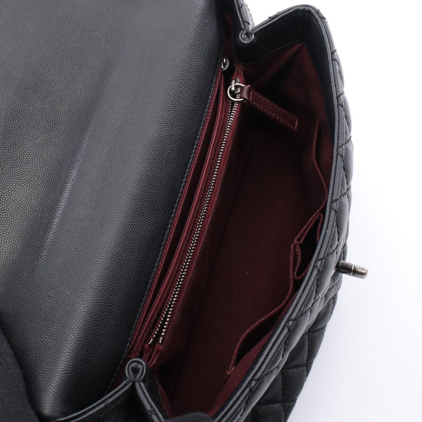 CHANEL Matelassé Coco Handle Handbag in Black Caviar Leather