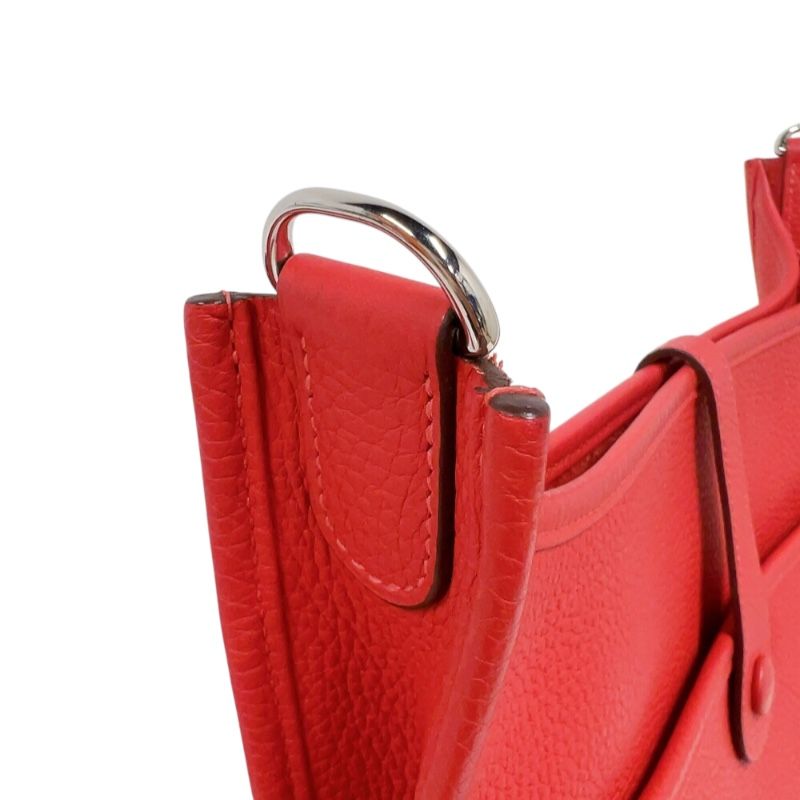 HERMES Evelyne III PM T Stamp (2015) Rouge Vif with Silver Hardware