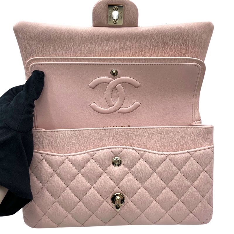 CHANEL Matelassé 25 Pink Caviar Skin Shoulder Bag with Silver Hardware