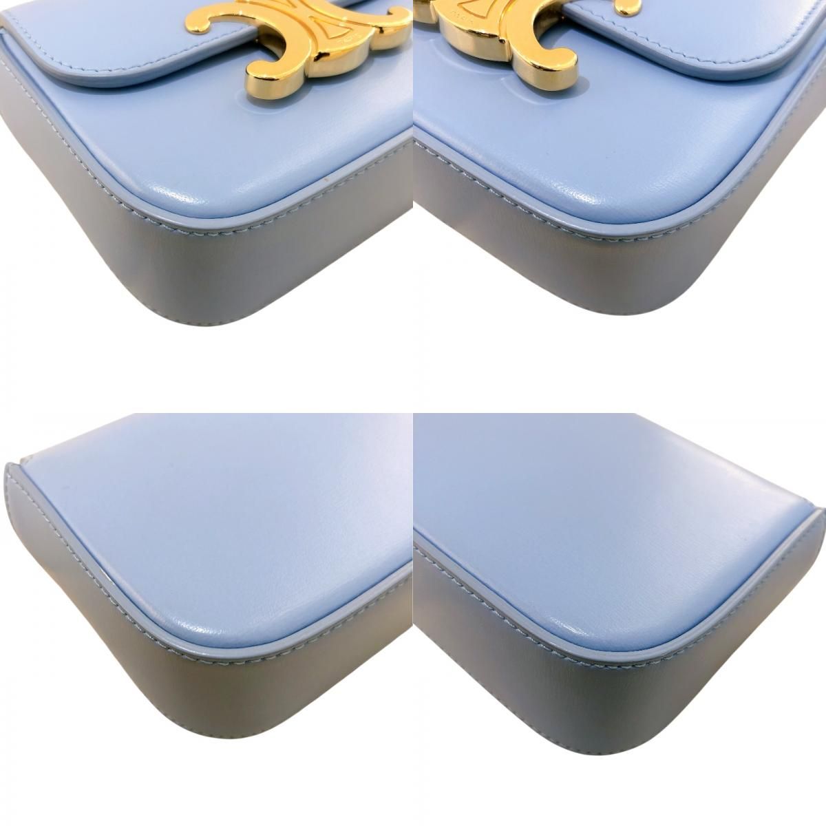 CELINE Mini Claude Ice Blue Shiny Calf Leather Shoulder Bag