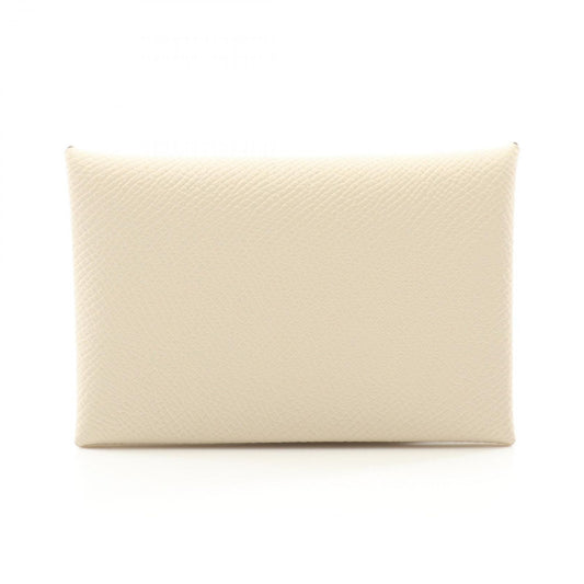 HERMES Calvi Coin Case in Pristine White - Unused Luxury Accessory