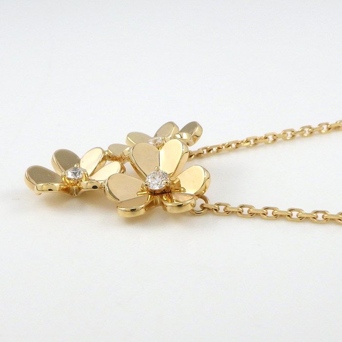 Van Cleef & Arpels Frivole Mini 3-Flower Necklace in 18K Yellow Gold