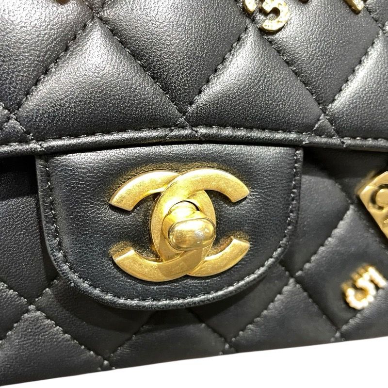 CHANEL Matelassé 25 Cambon Black Lambskin Shoulder Bag