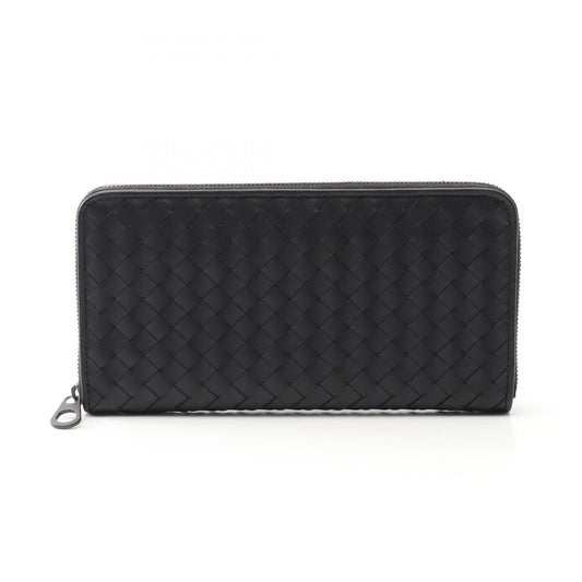 Bottega Veneta Intrecciato Leather Round Wallet in Black