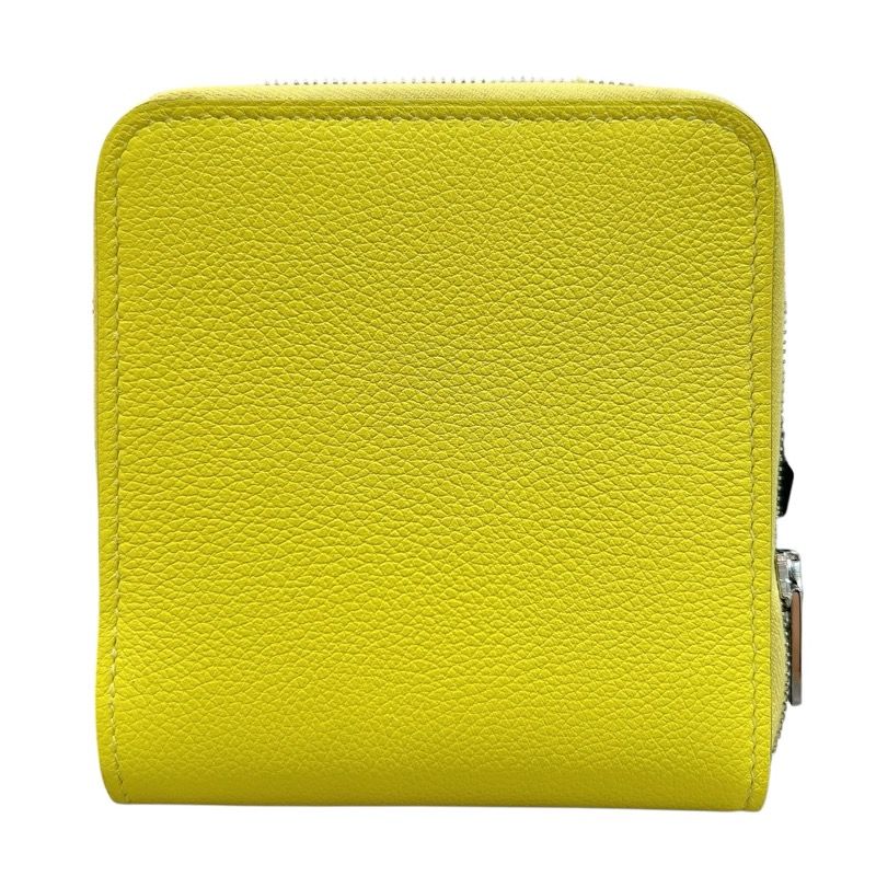 HERMES Zipango Card Case in Lime with Silver Hardware - Unisex