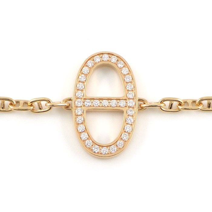 HERMES Chaine d'Ancre Contour Bracelet with Diamonds in K18 Pink Gold
