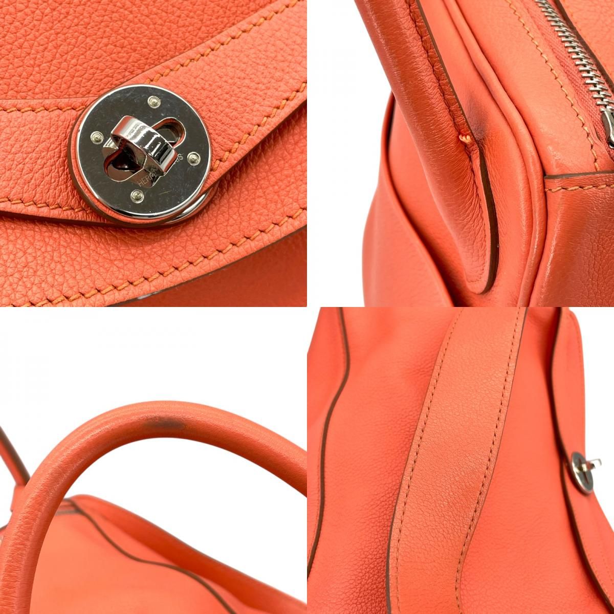 HERMES Lindy 30 Handbag in Flamingo with Silver Hardware