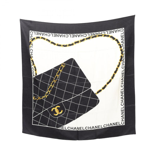 CHANEL Matelassé Silk Scarf in Black & White - Timeless Elegance