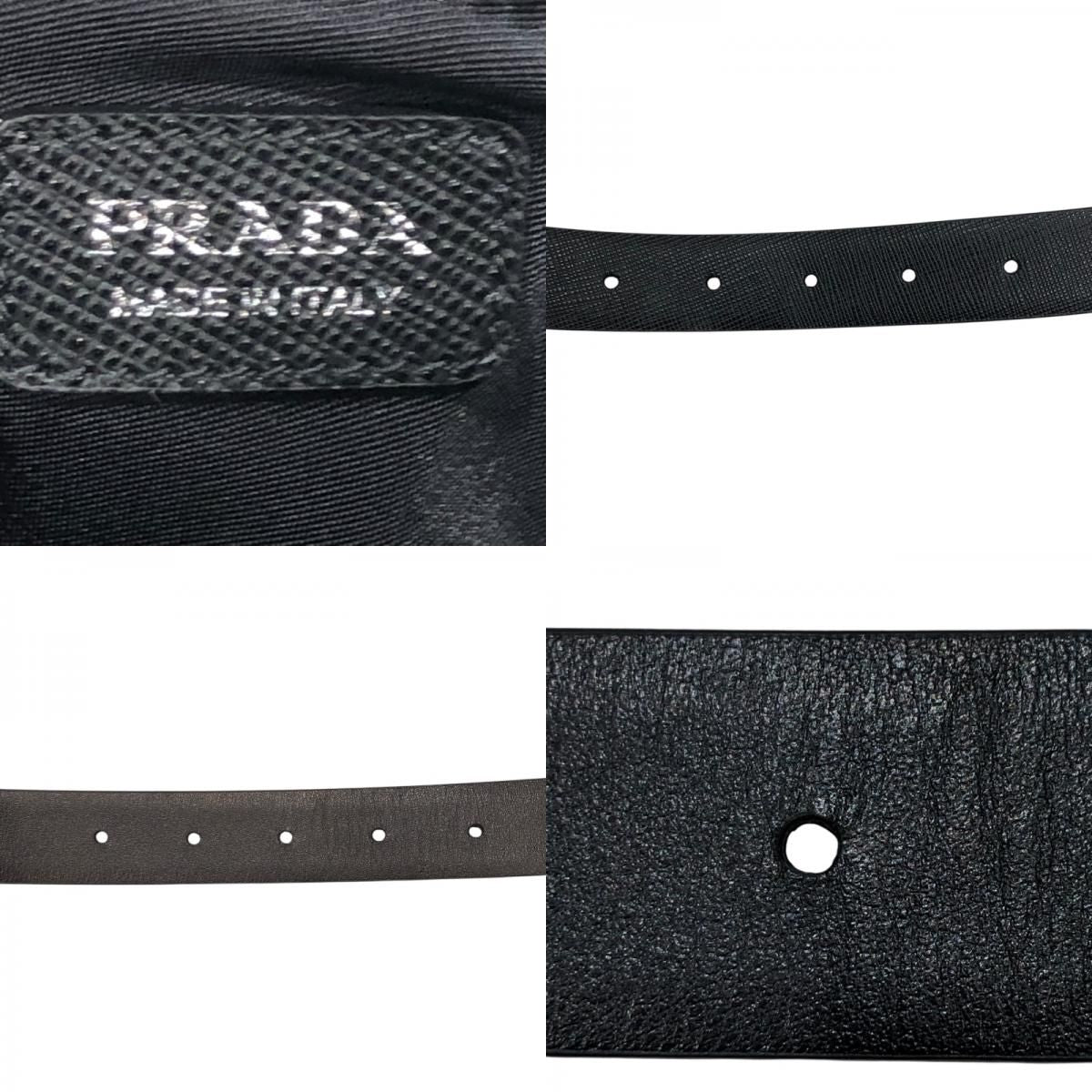 PRADA Saffiano Pouch Belt 34/85 Black & Gold Hardware