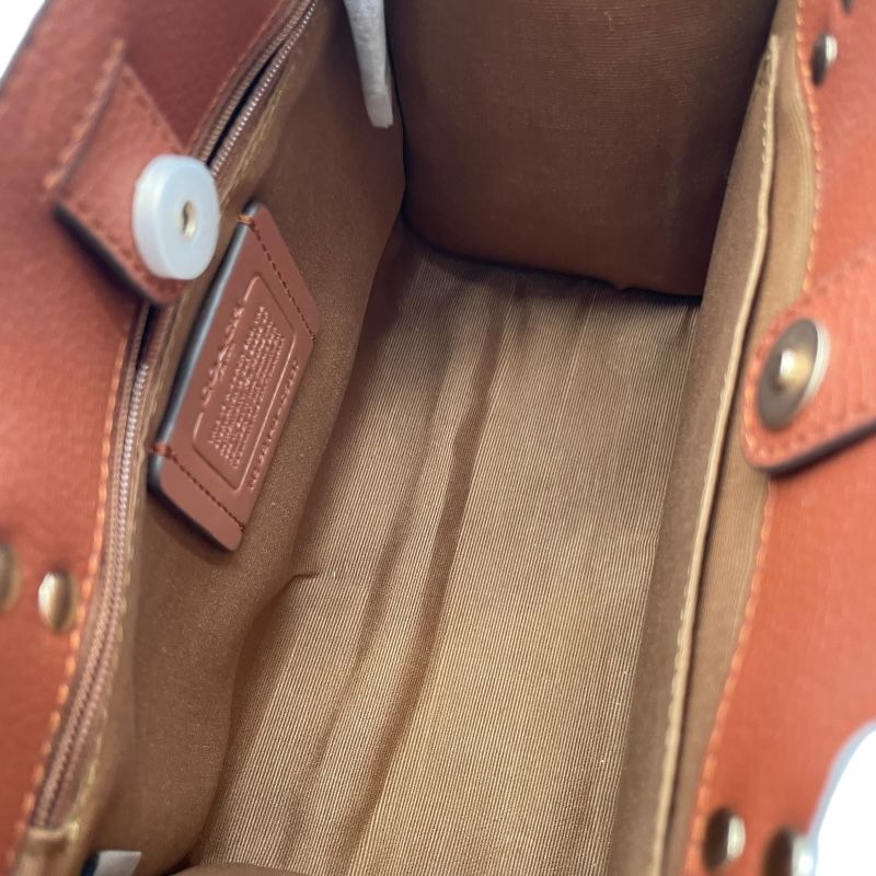 COACH Signature 2WAY Beige Canvas & Leather Shoulder Bag