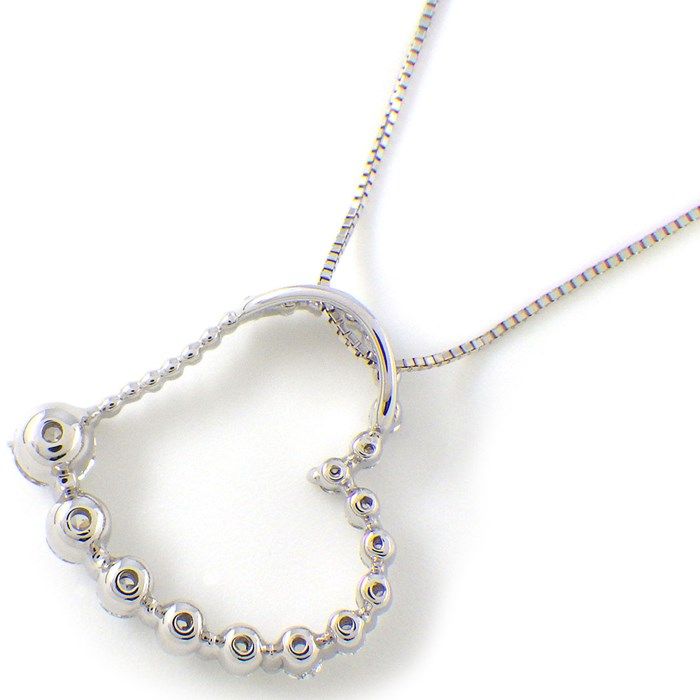 Heart Motif Diamond Necklace in K18 White Gold - 1.01ct