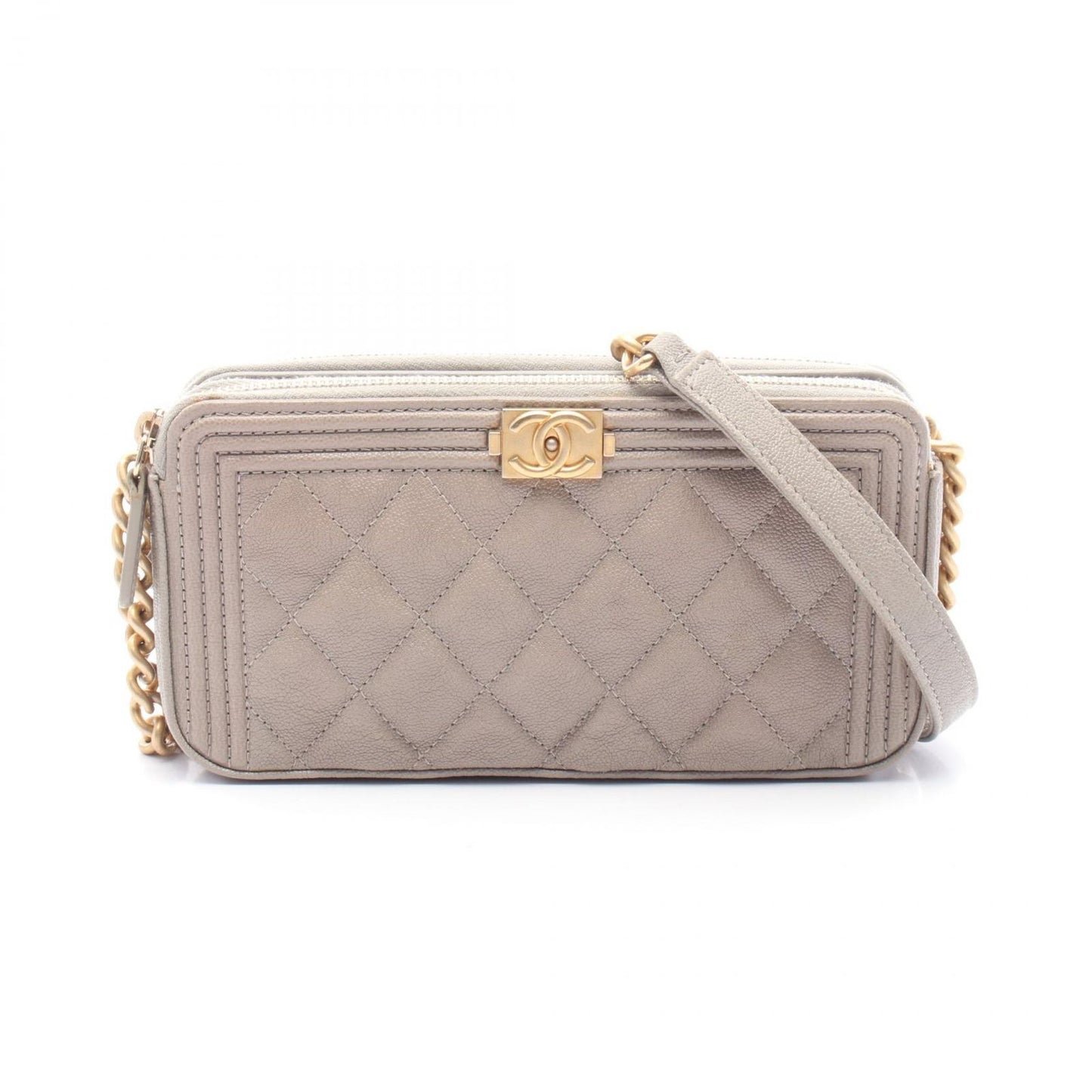 CHANEL Boy Chanel Shoulder Bag A84069 in Greige Leather