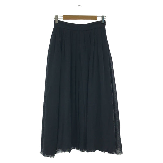 ebure Navy Wool Long Skirt - Timeless Elegance