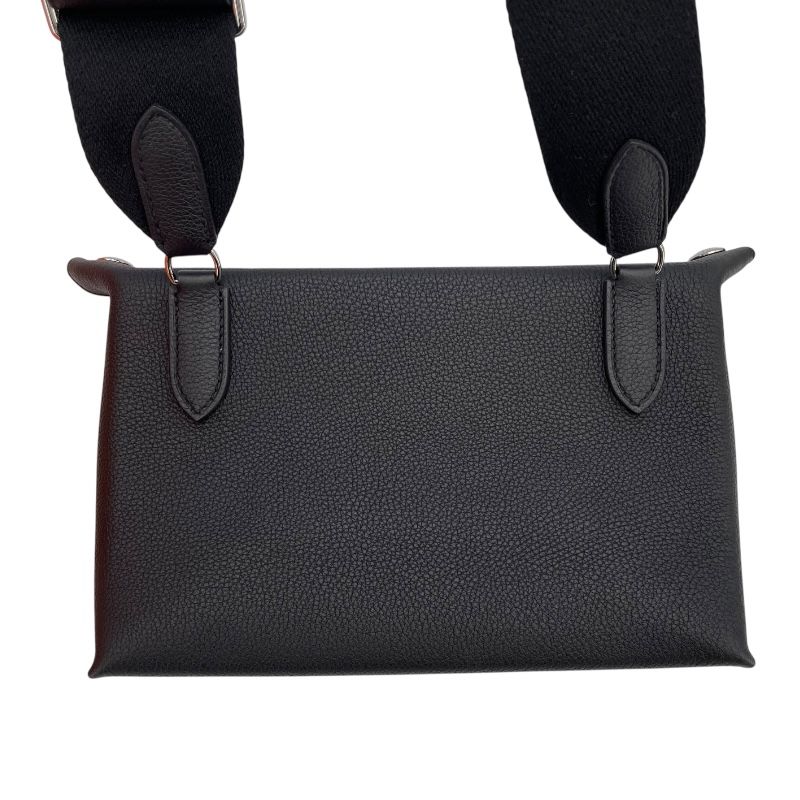 HERMES Vido Posh W Stamp Black Togo Leather Shoulder Bag