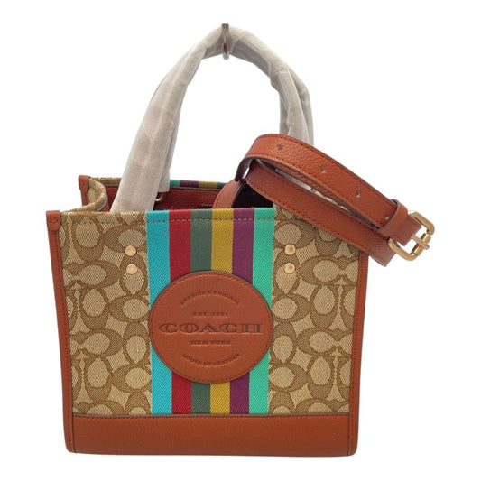 COACH Signature 2WAY Beige Canvas & Leather Shoulder Bag