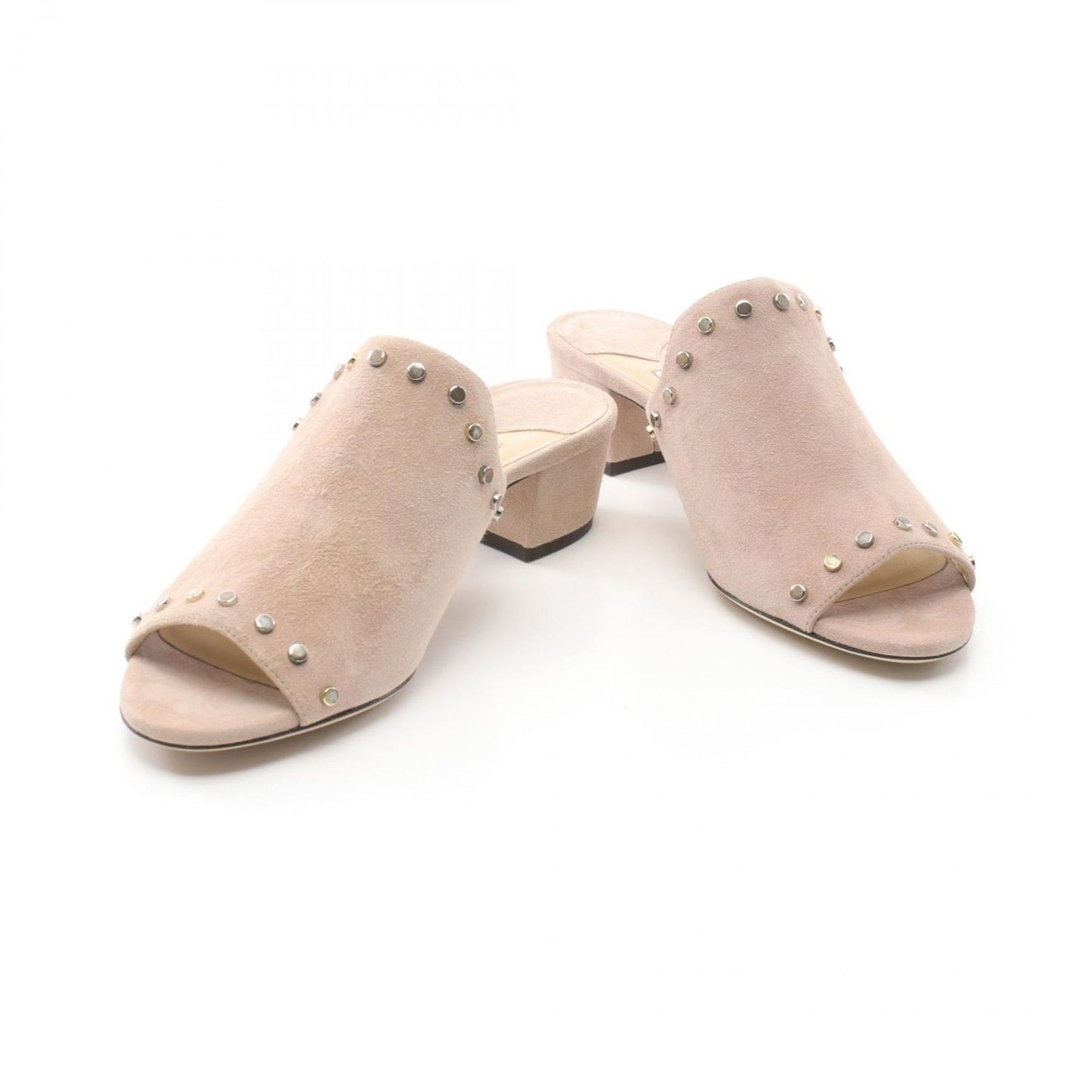 Jimmy Choo Pink Beige Suede Mules - Unworn Luxury Sandals