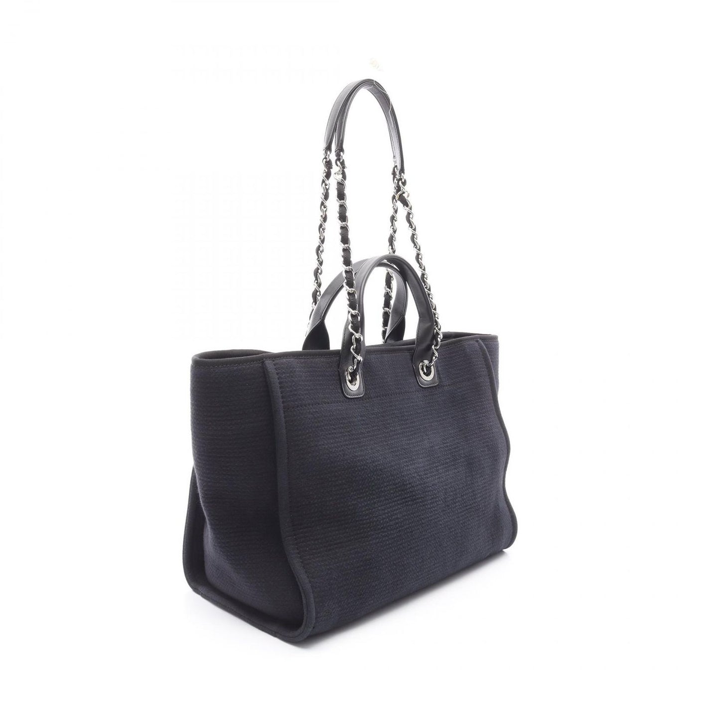 CHANEL Deauville Tote Bag A66941 in Black Canvas & Leather