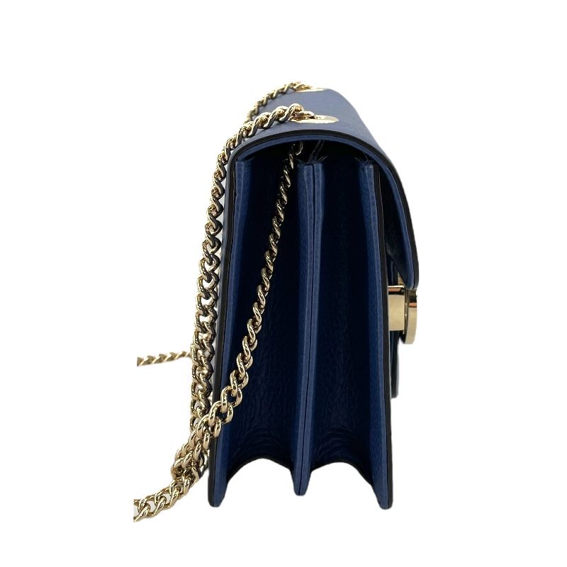 GUCCI Interlocking G Chain Shoulder Bag in Blue Leather