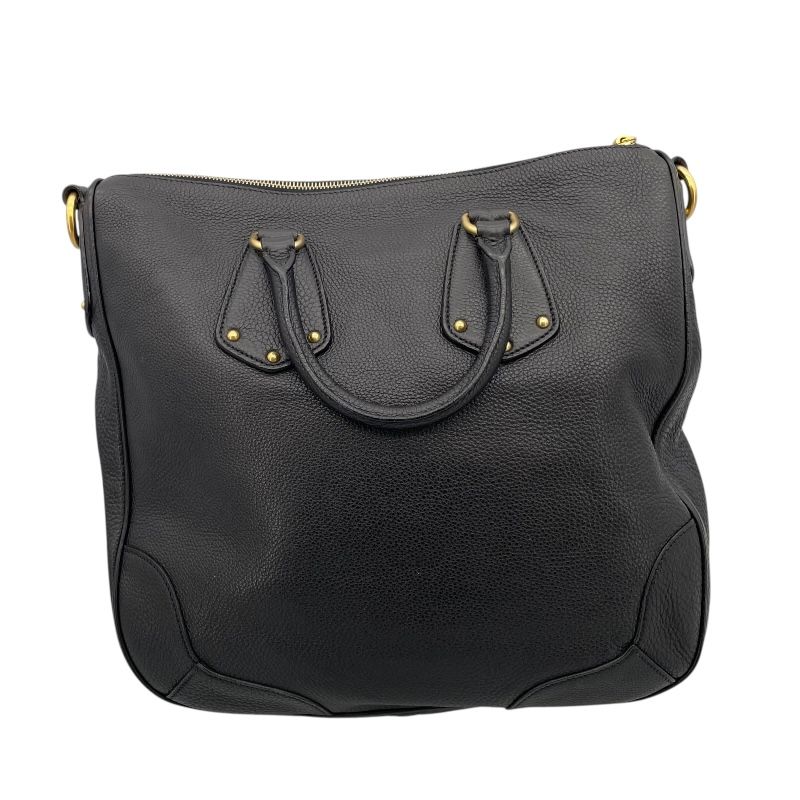 PRADA Logo 2-Way Tote in Black Leather - Timeless Elegance
