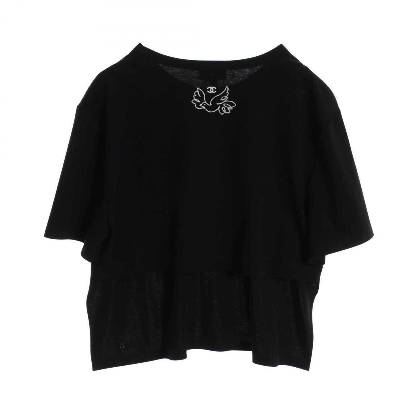 CHANEL Jean Cocteau Coco Mark Cotton T-Shirt - Black - Size M